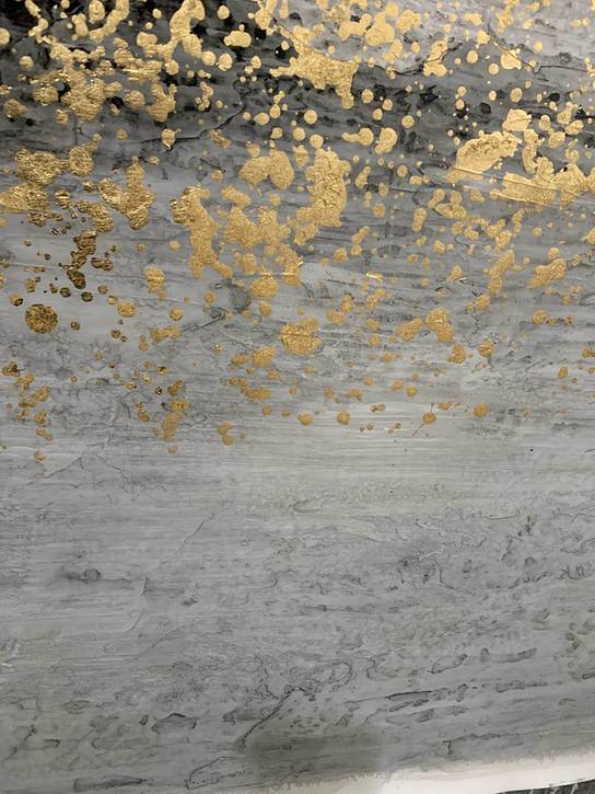 White Gold Painting - extra large blue abstract painting